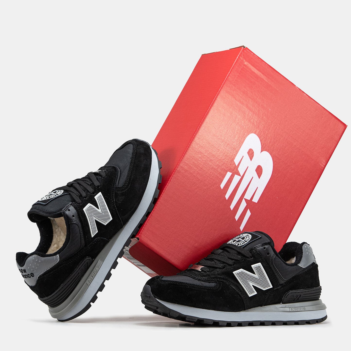 New Balance 574 x Stone Island Black White Grey