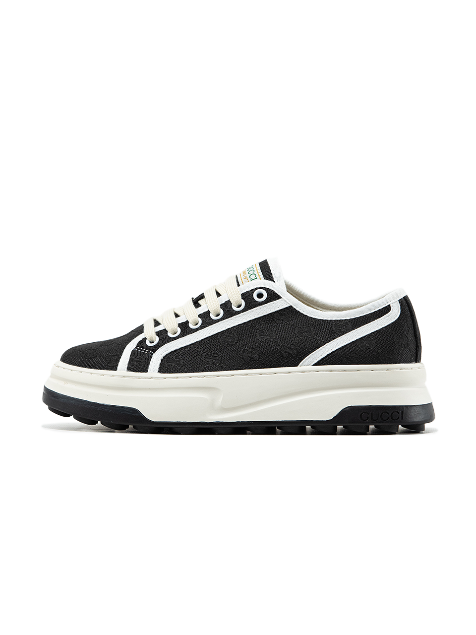 Gucci GG Platform Canvas Sneakers Black White