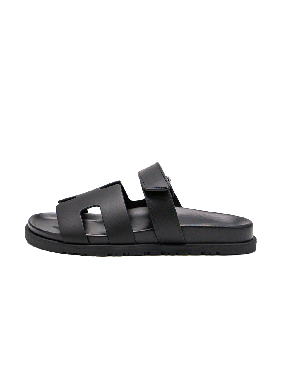 Hermes Chypre Sandals Black Calfskin