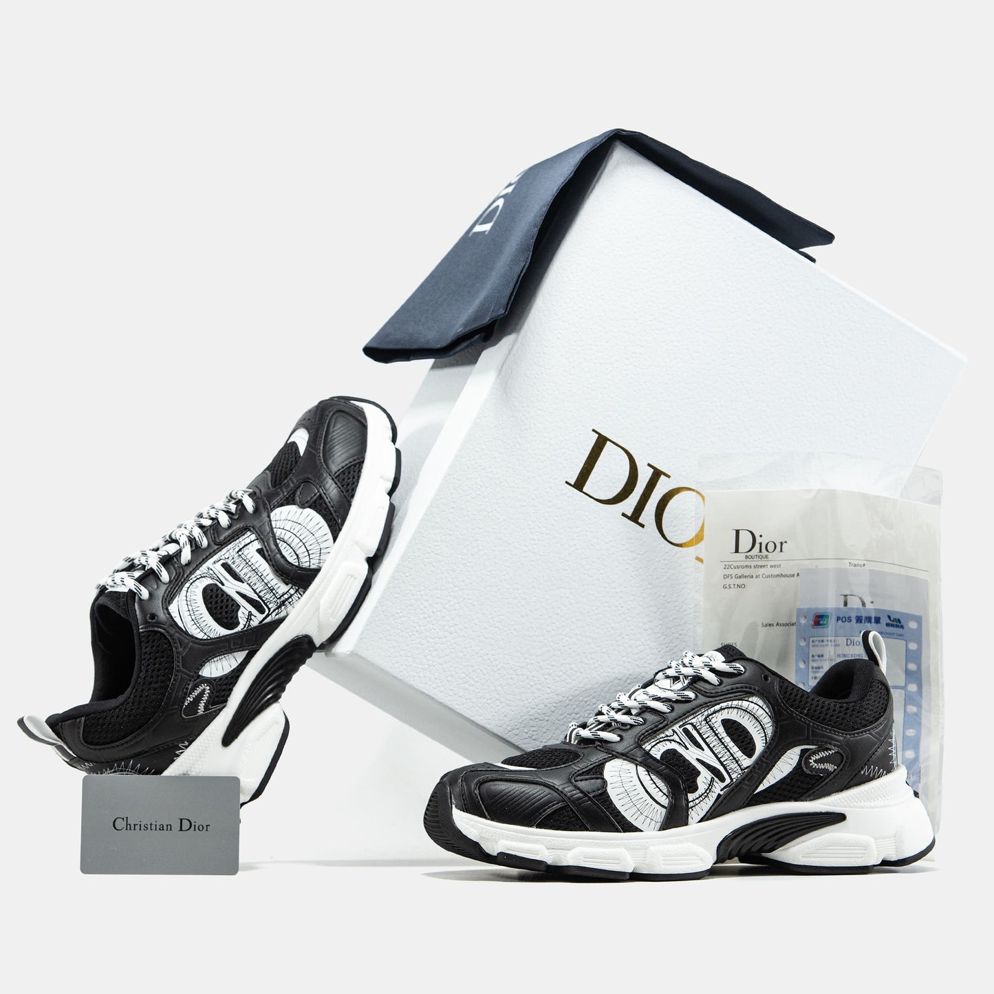 Dior Chrono Sneaker Black White Logo