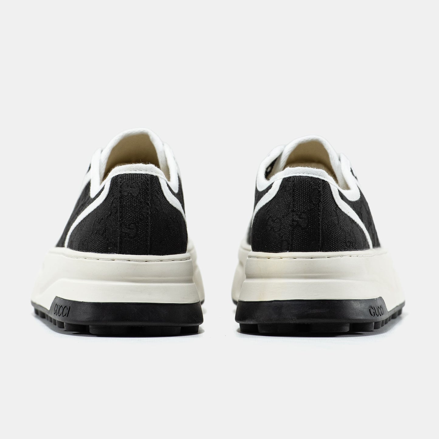 Gucci GG Platform Canvas Sneakers Black White