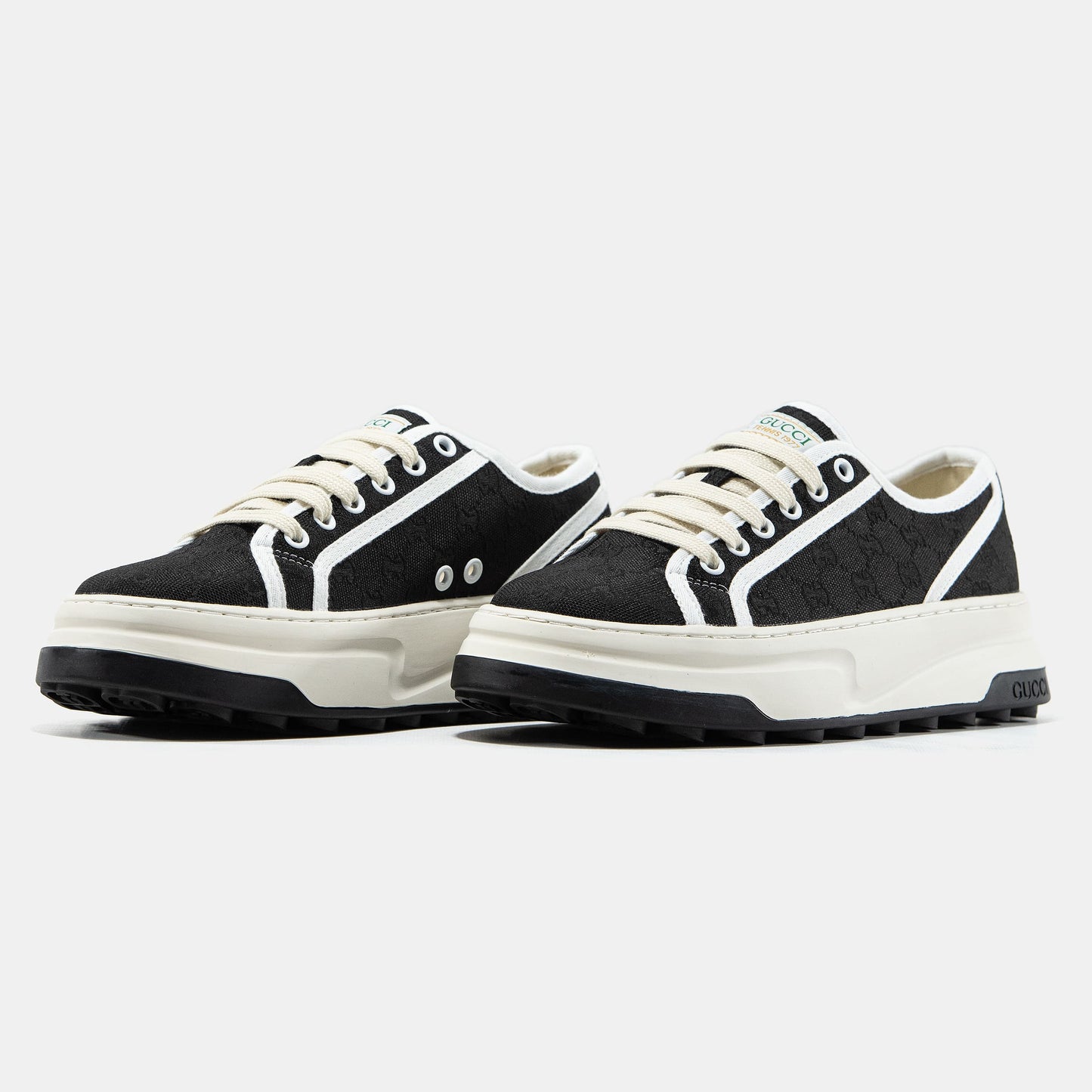 Gucci GG Platform Canvas Sneakers Black White