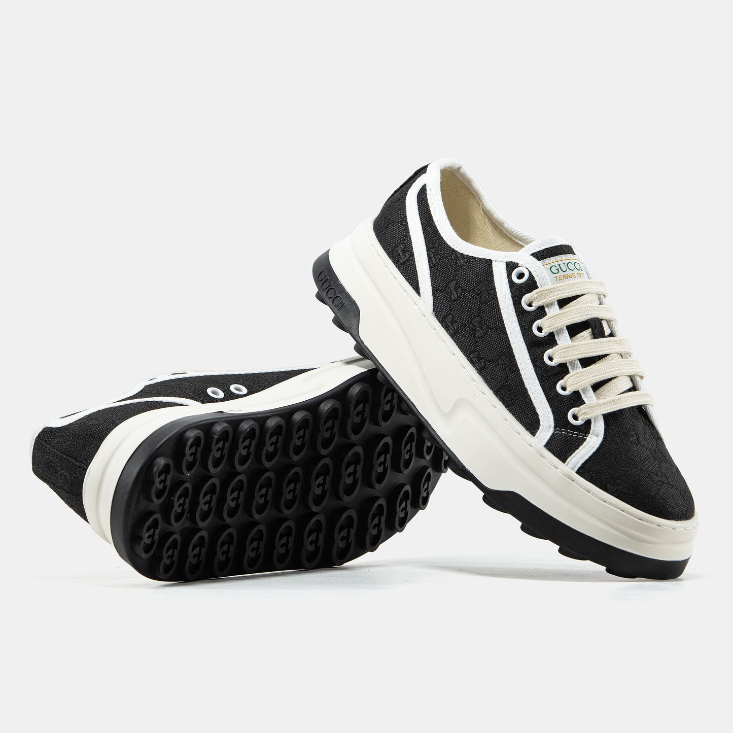 Gucci GG Platform Canvas Sneakers Black White