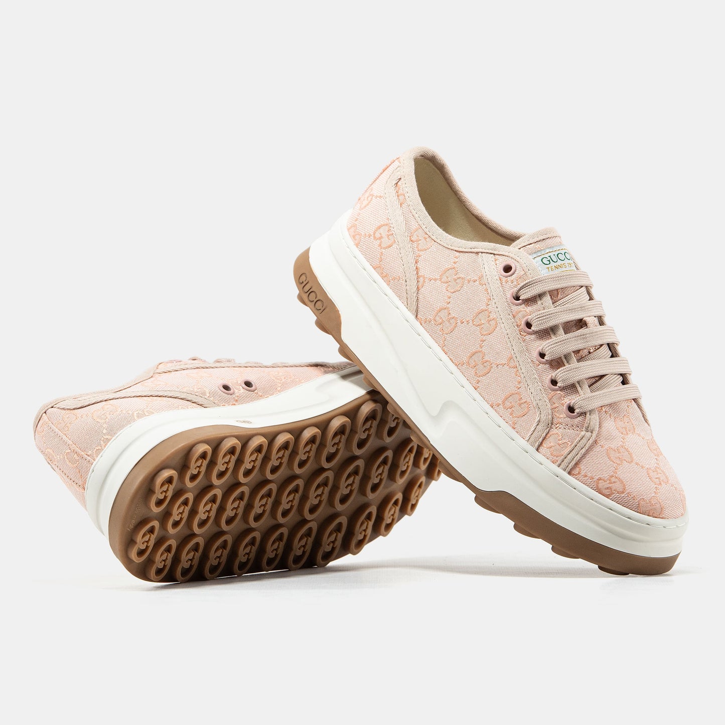 Gucci GG Platform Canvas Sneakers Pink White
