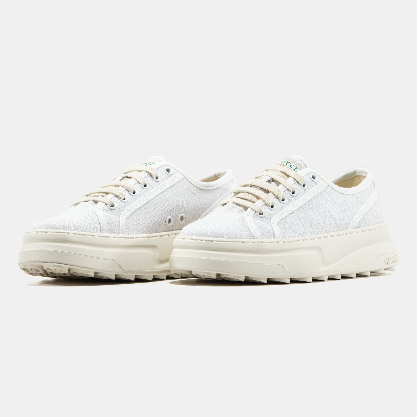 Gucci GG Platform Canvas Sneakers White
