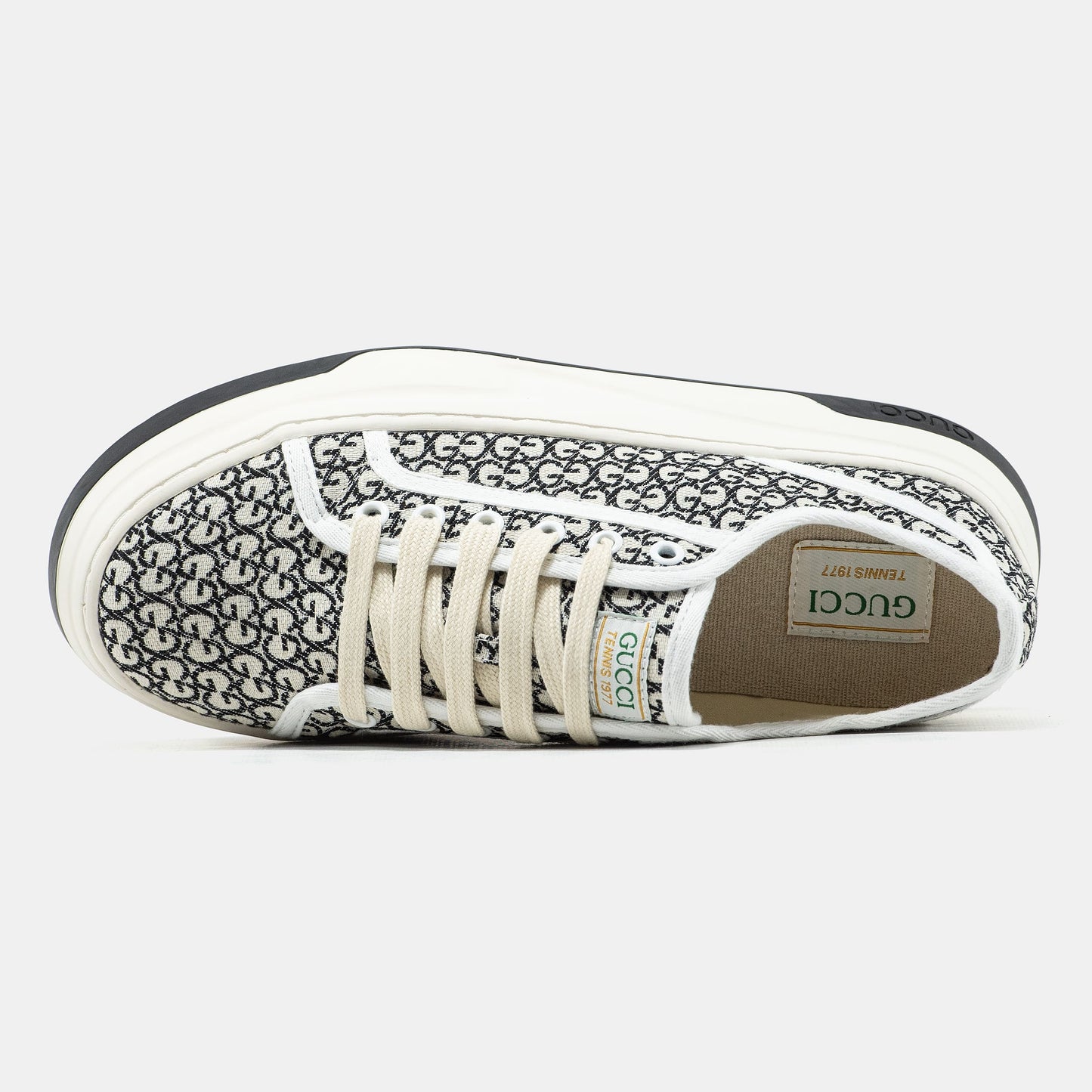 Gucci GG Platform Canvas Sneakers Cream Black