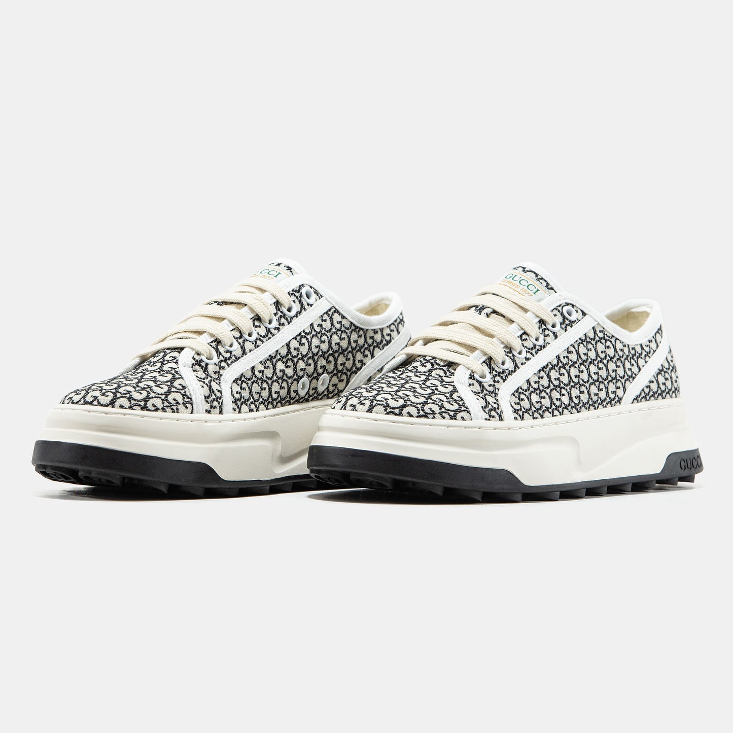 Gucci GG Platform Canvas Sneakers Cream Black