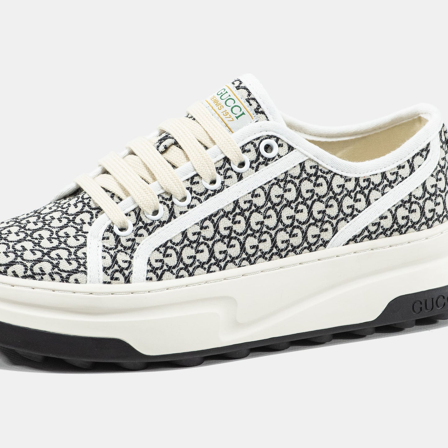 Gucci GG Platform Canvas Sneakers Cream Black