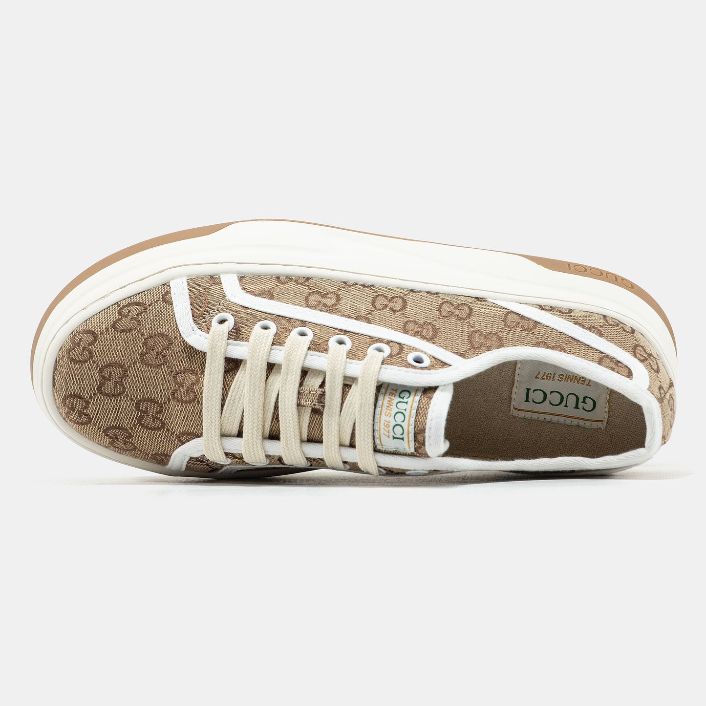 Gucci GG Platform Canvas Sneakers Beige
