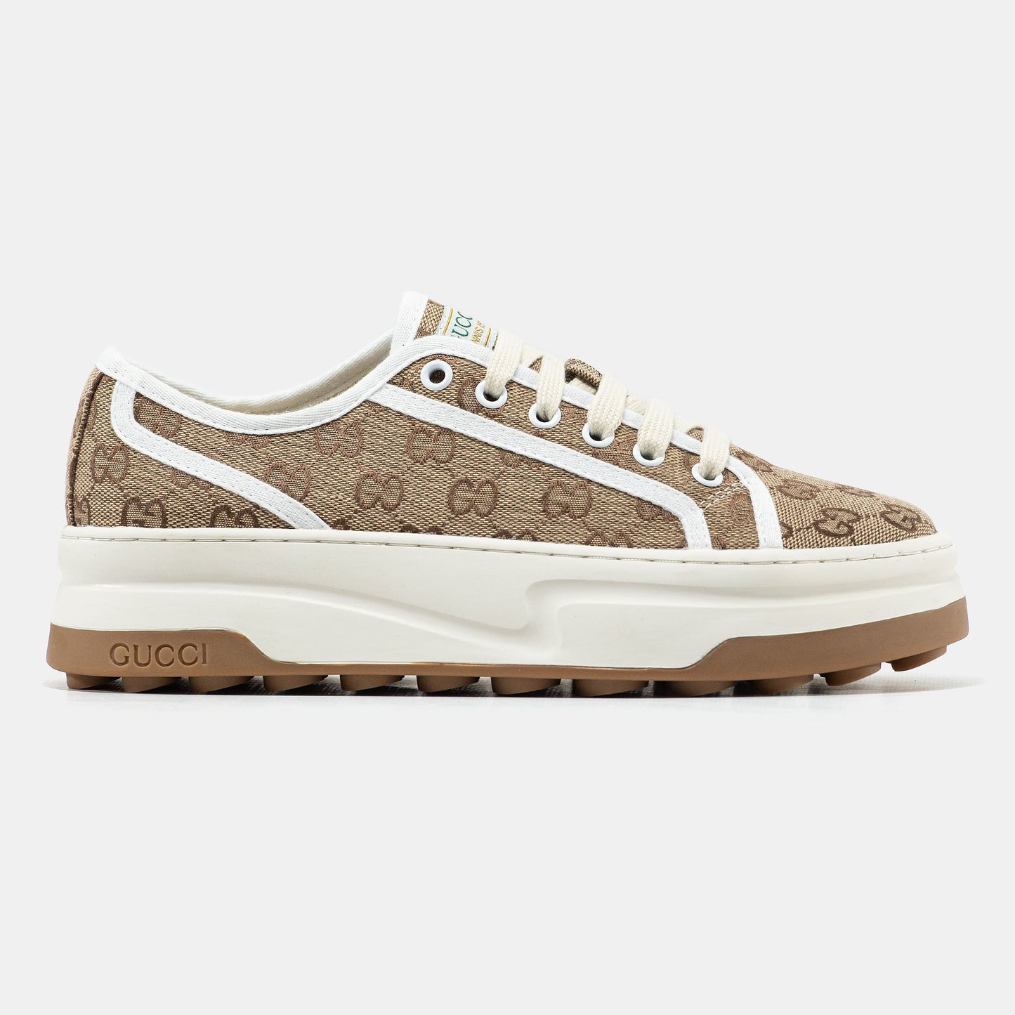 Gucci GG Platform Canvas Sneakers Beige