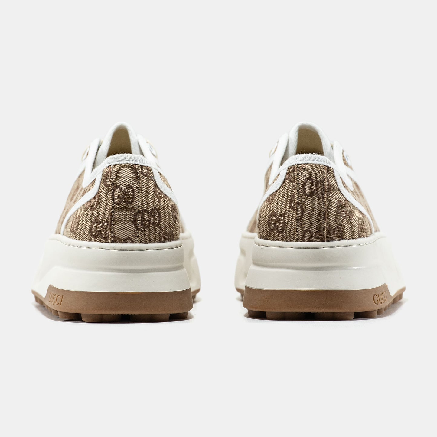 Gucci GG Platform Canvas Sneakers Beige