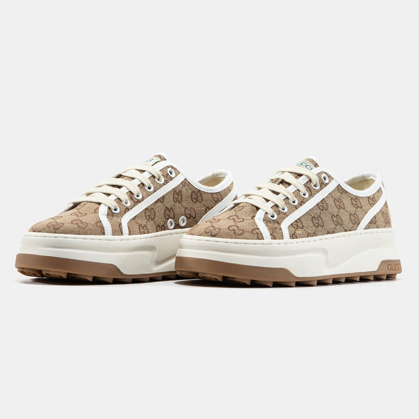 Gucci GG Platform Canvas Sneakers Beige