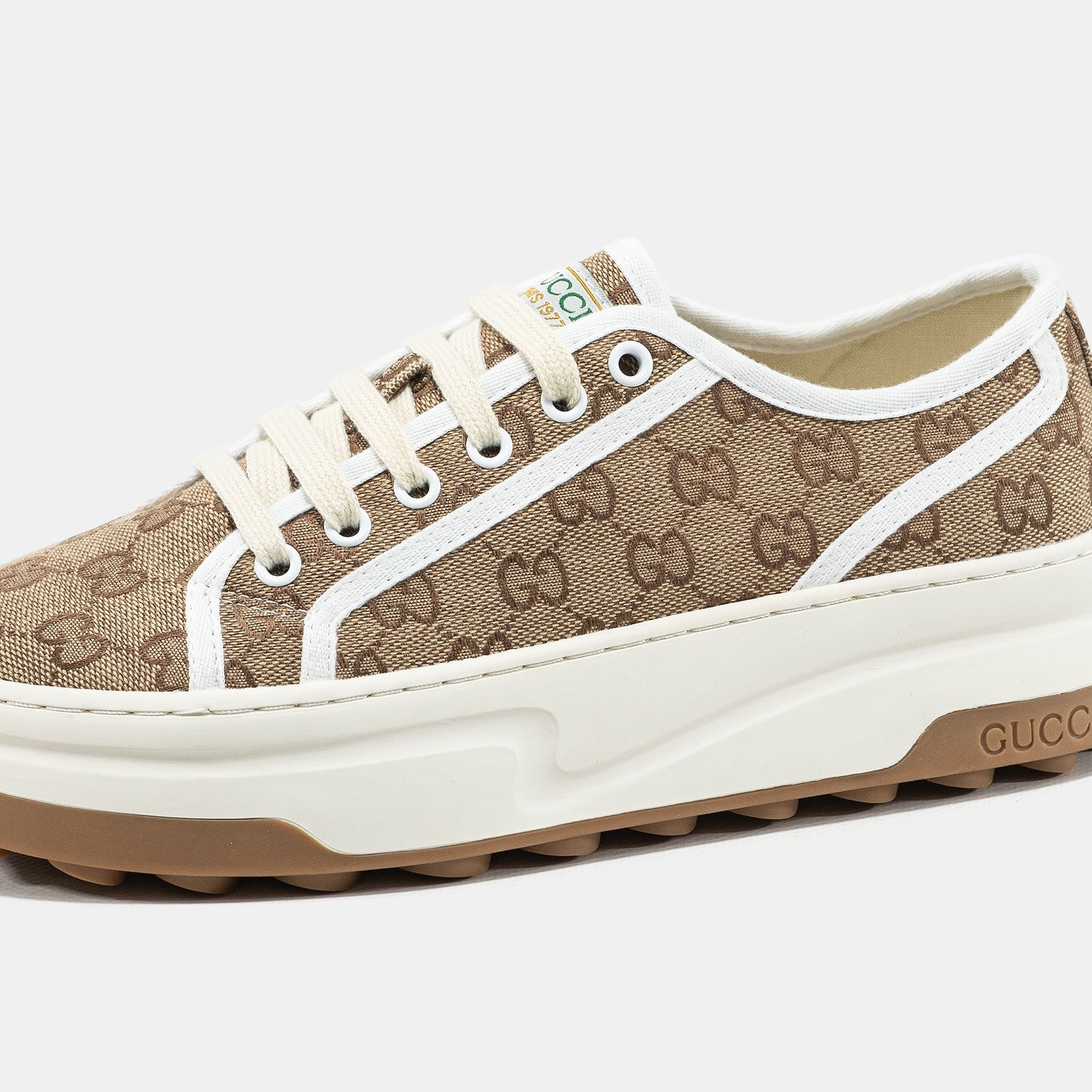 Gucci GG Platform Canvas Sneakers Beige