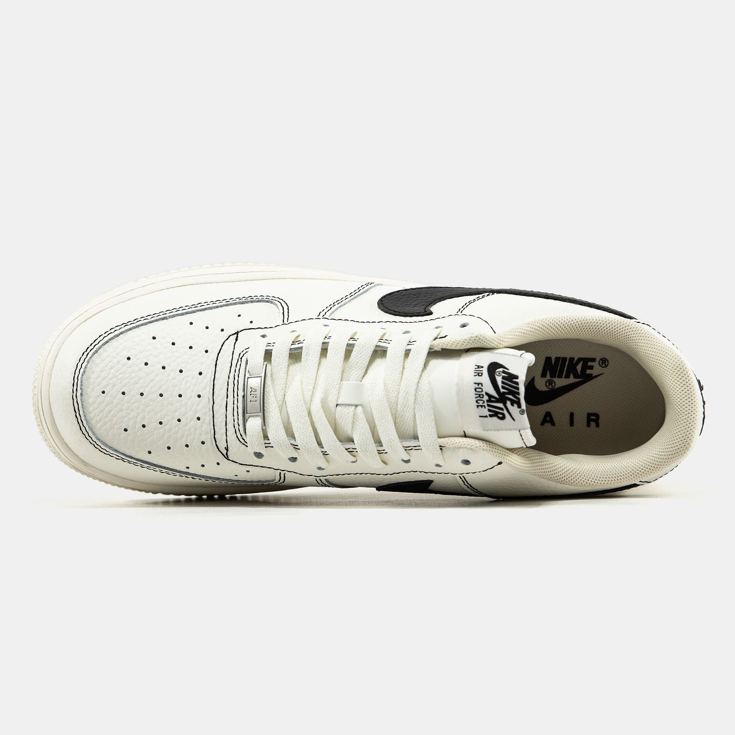 Nike Air Force 1 Beige Black Logo