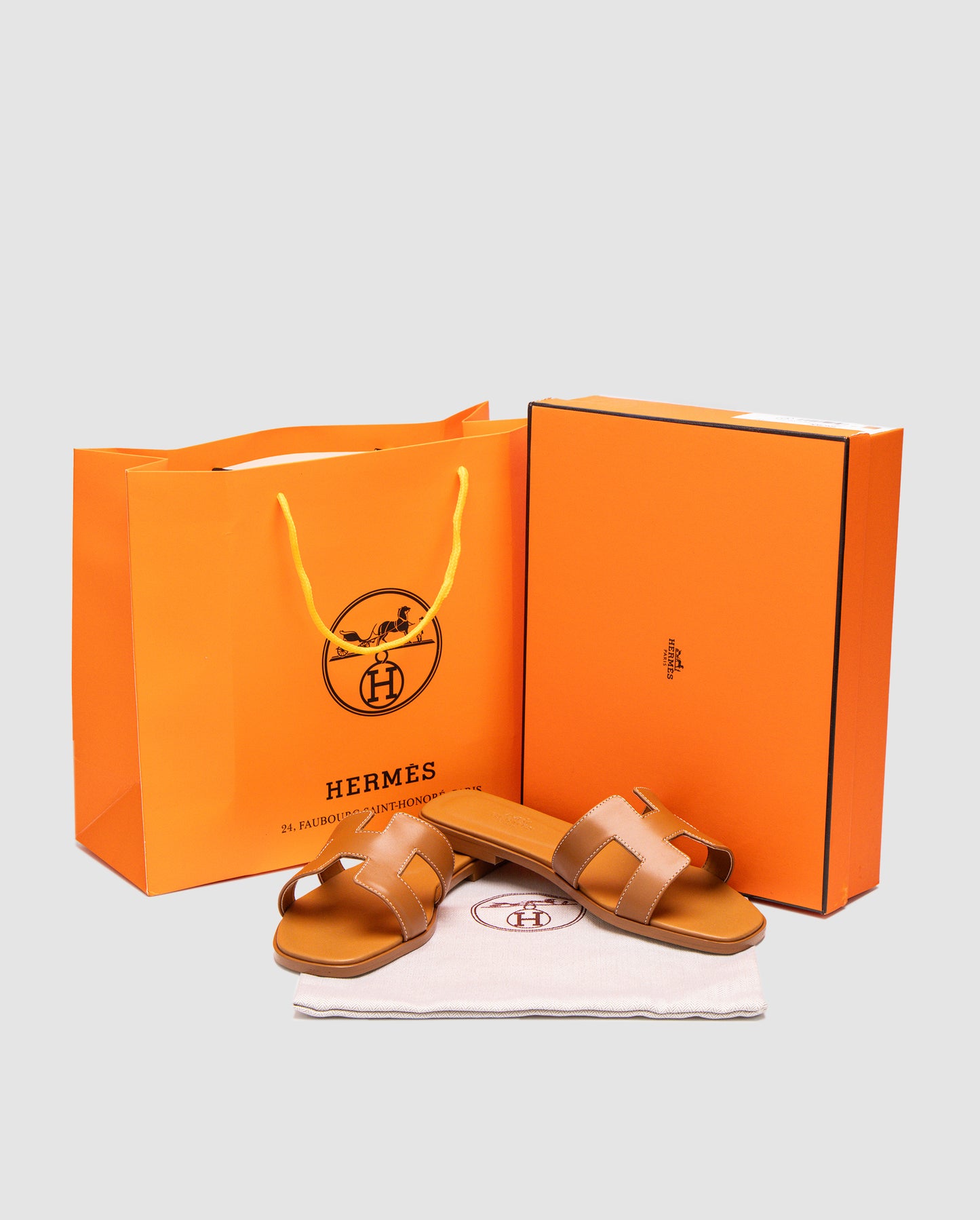 Hermes Oran Sandals Gold Calfskin