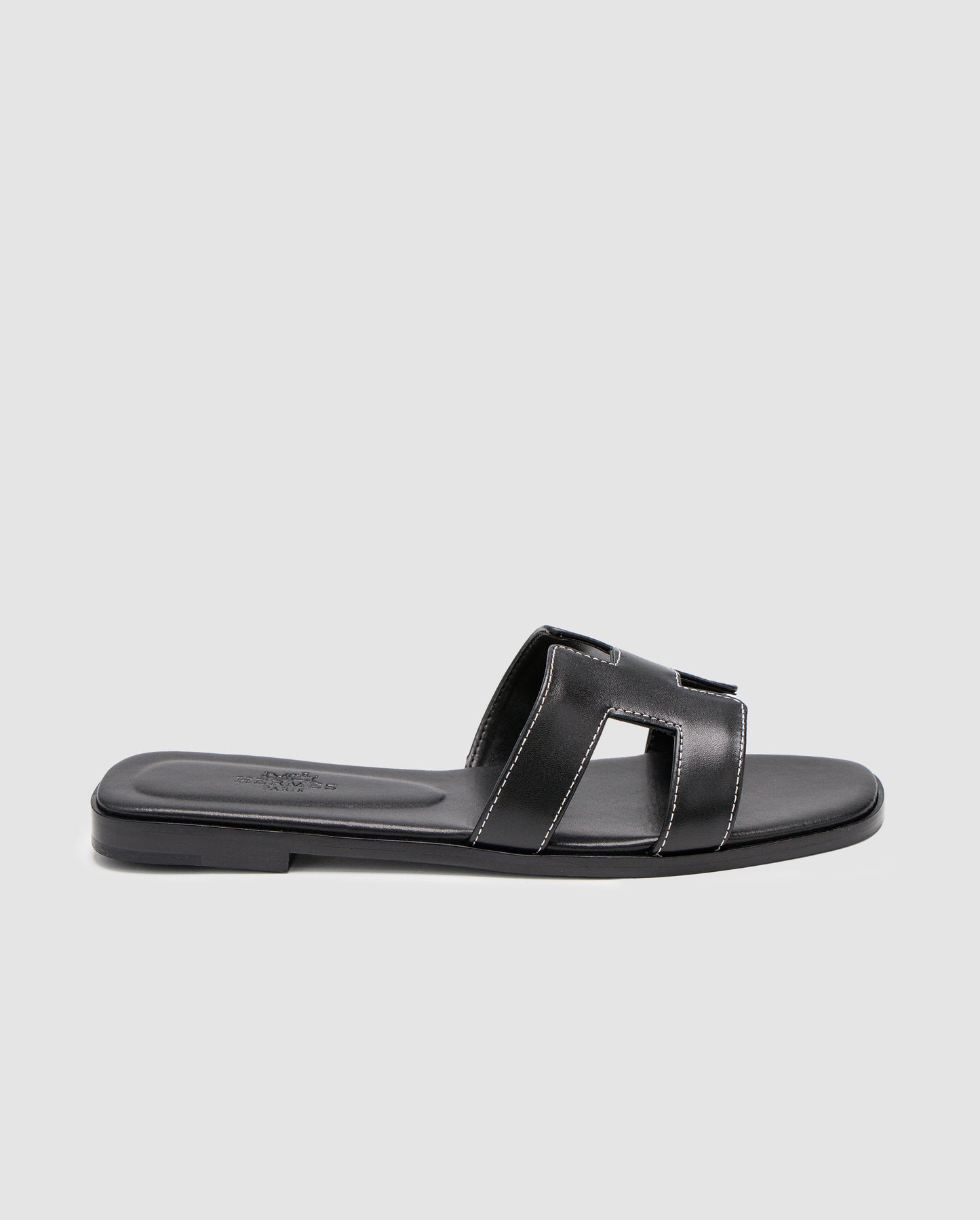 Hermes Oran Sandals Black Calfskin