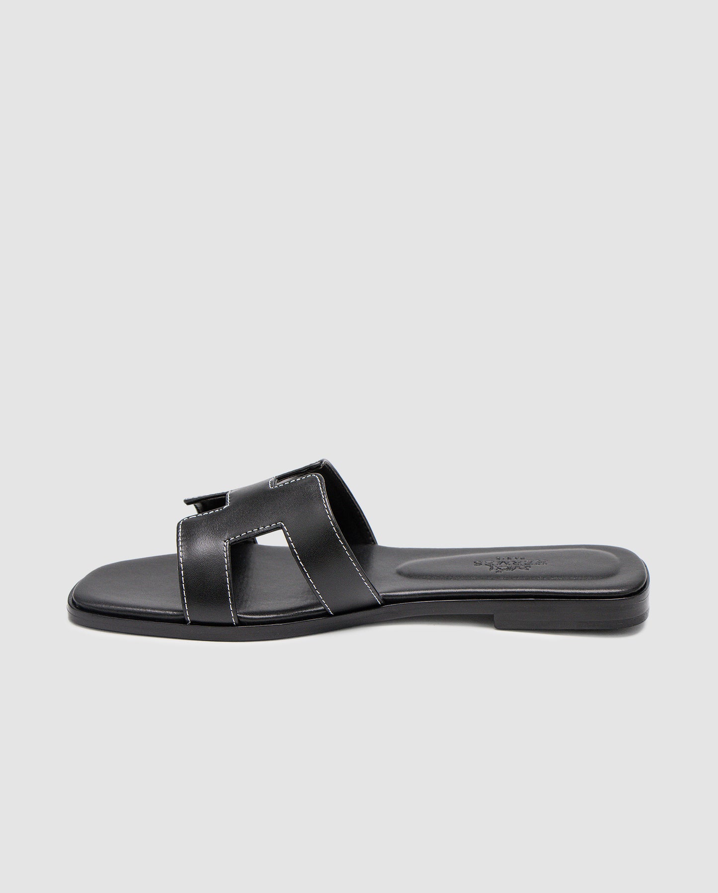Hermes Oran Sandals Black Calfskin
