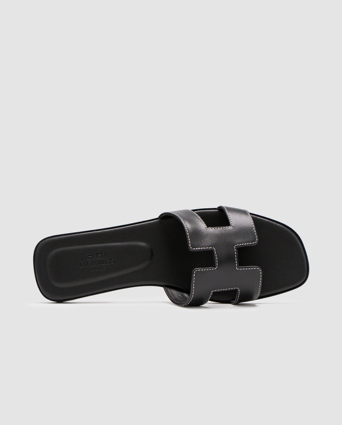 Hermes Oran Sandals Black Calfskin