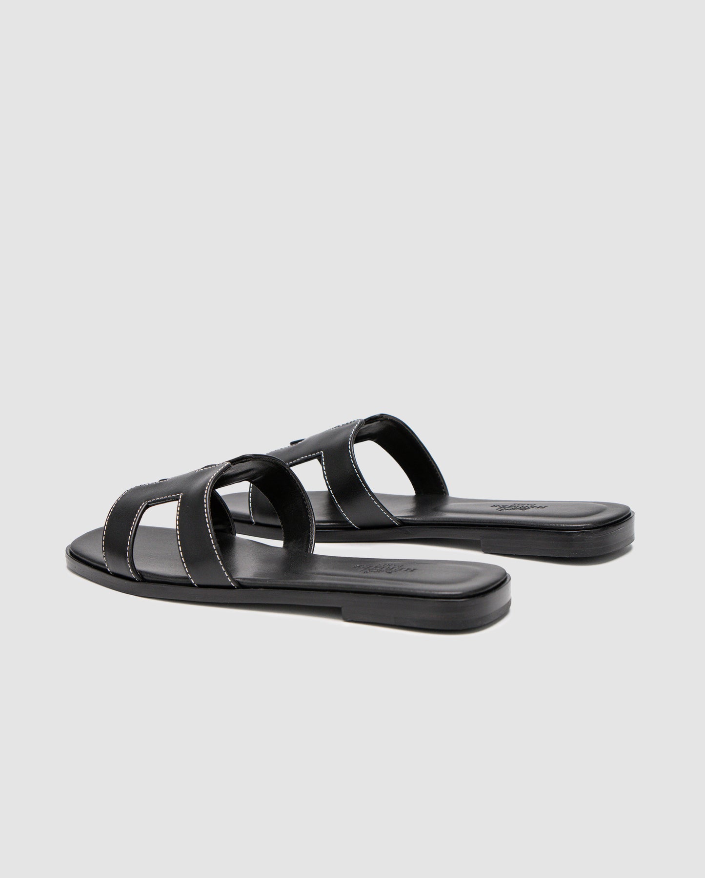 Hermes Oran Sandals Black Calfskin