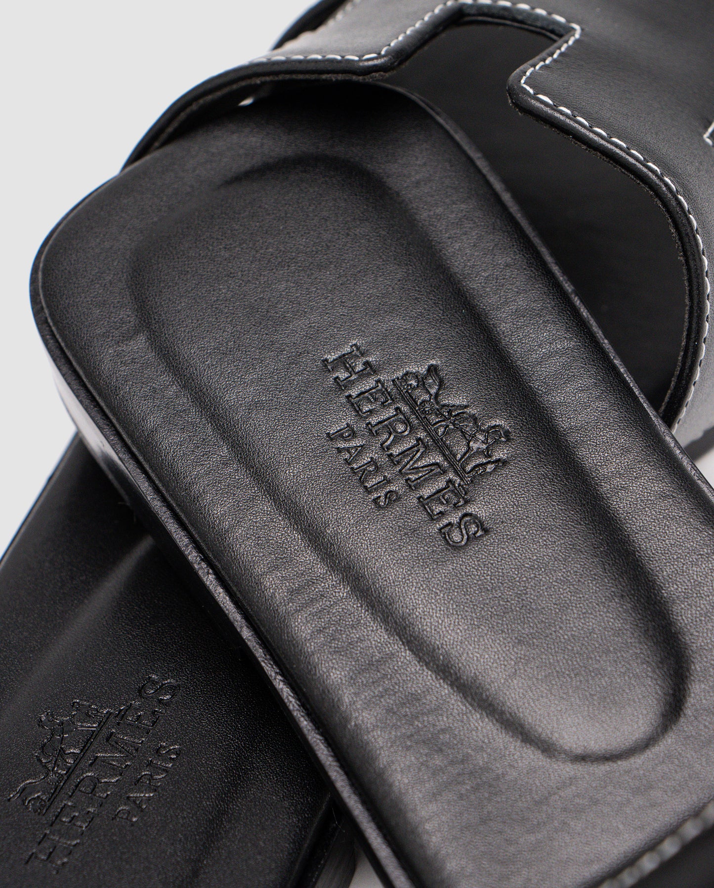 Hermes Oran Sandals Black Calfskin