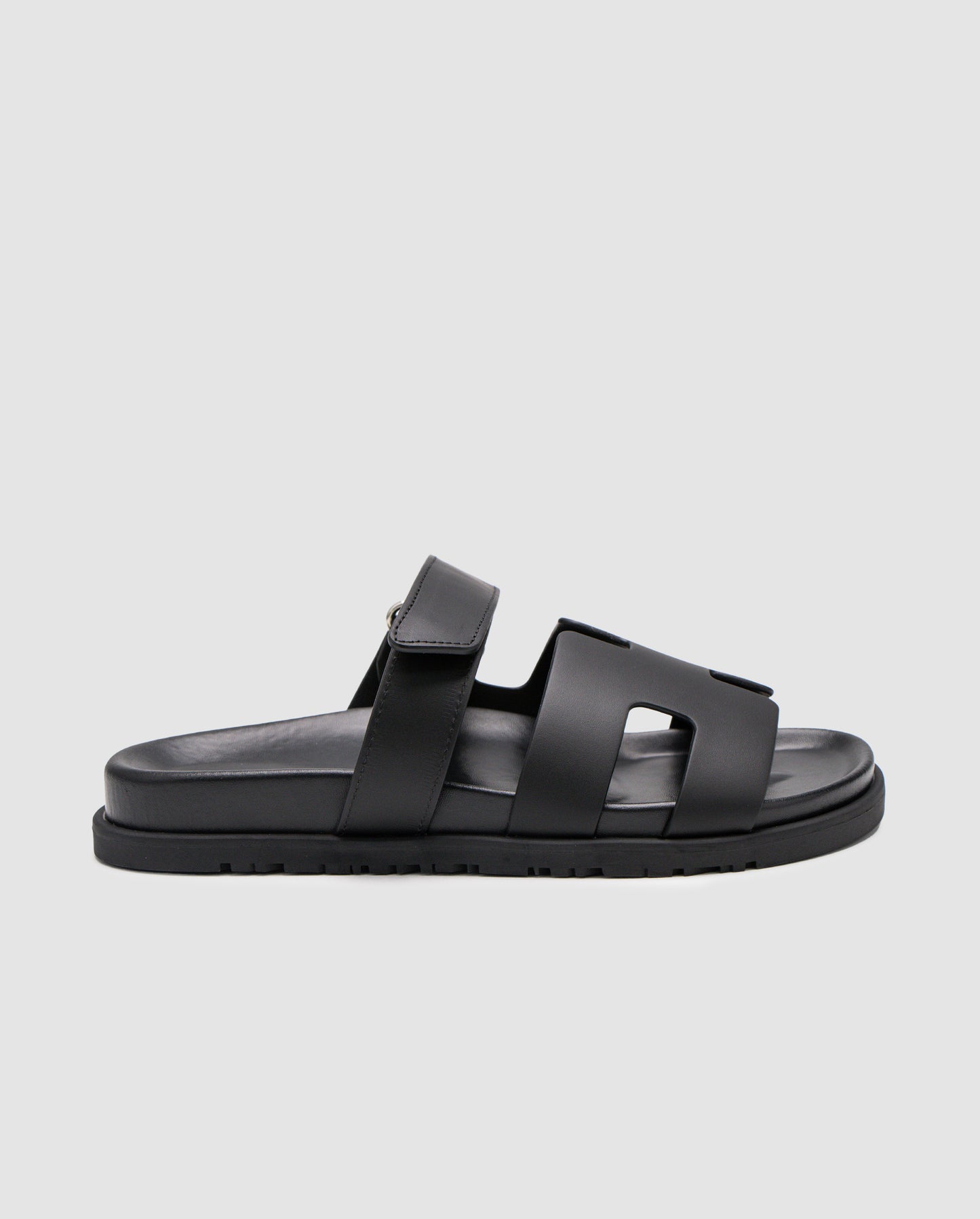 Hermes Chypre Sandals Black Calfskin