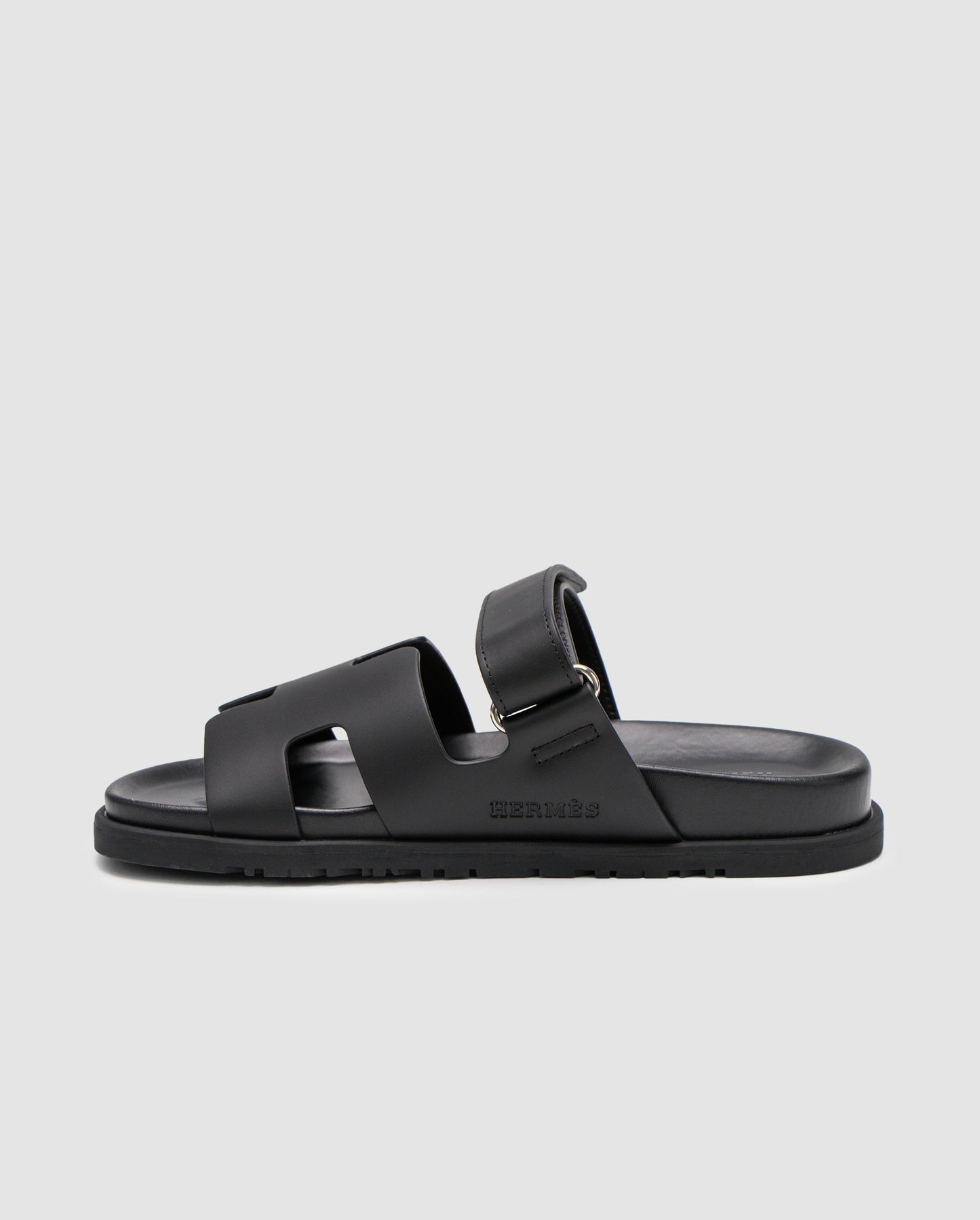 Hermes Chypre Sandals Black Calfskin