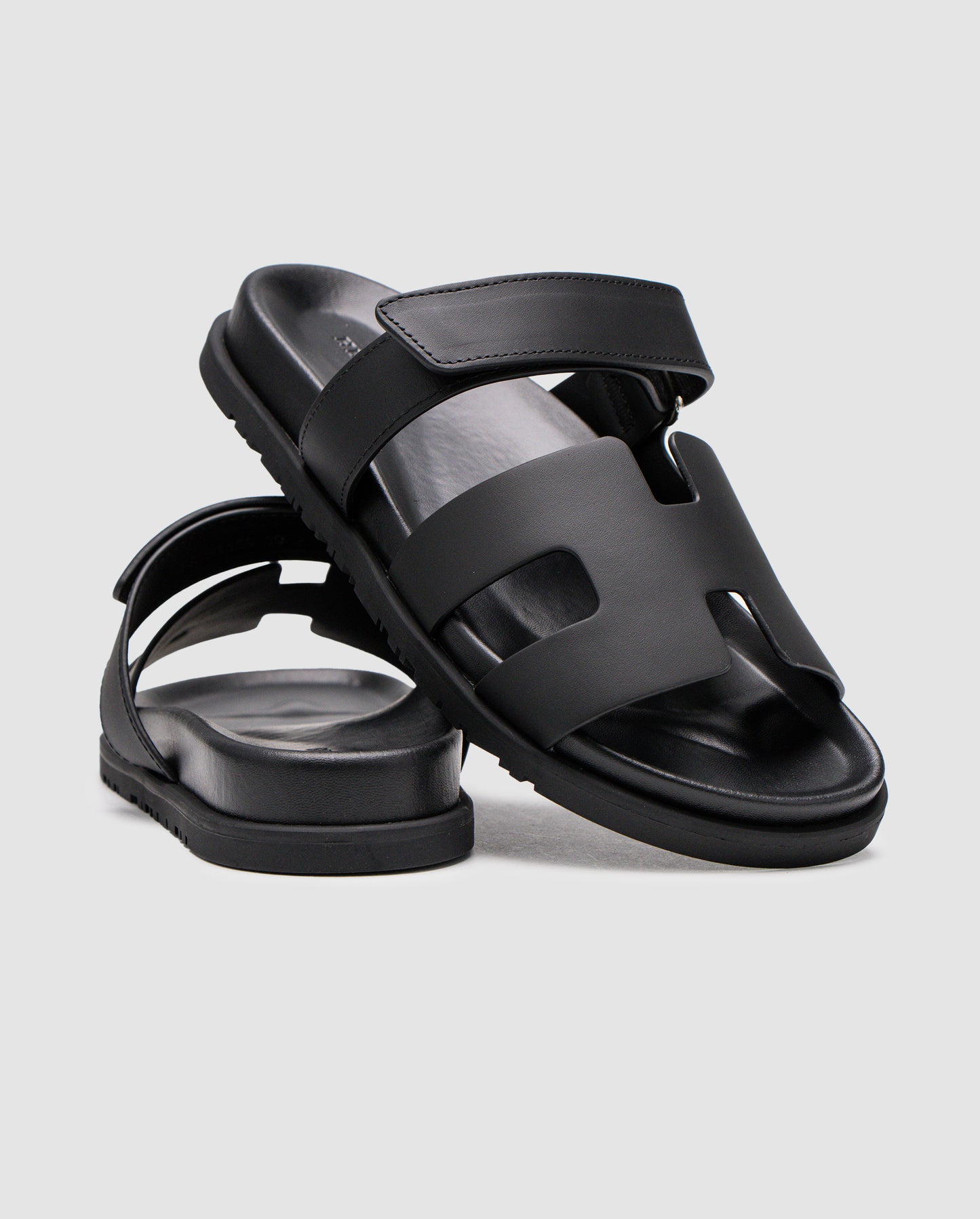 Hermes Chypre Sandals Black Calfskin