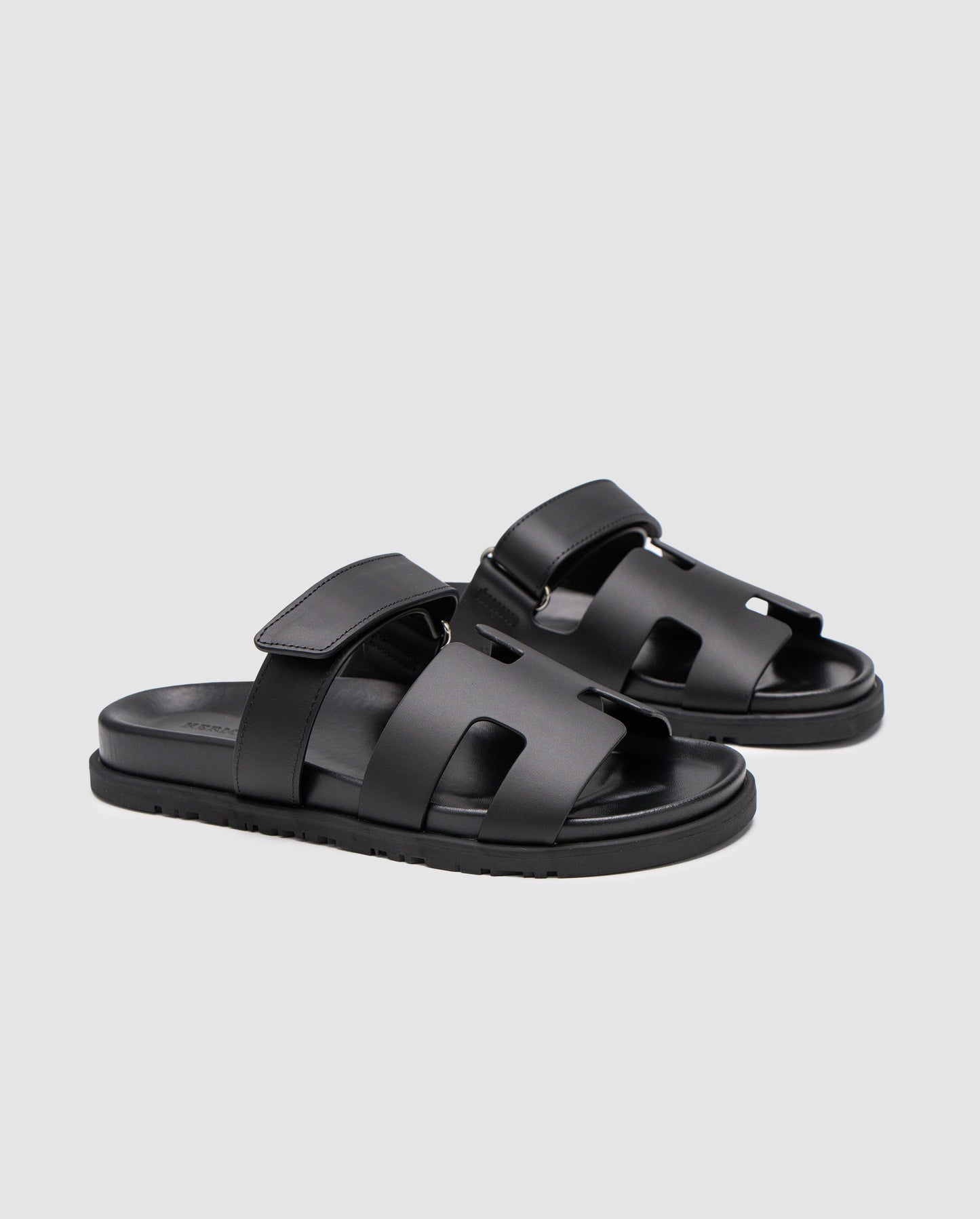 Hermes Chypre Sandals Black Calfskin