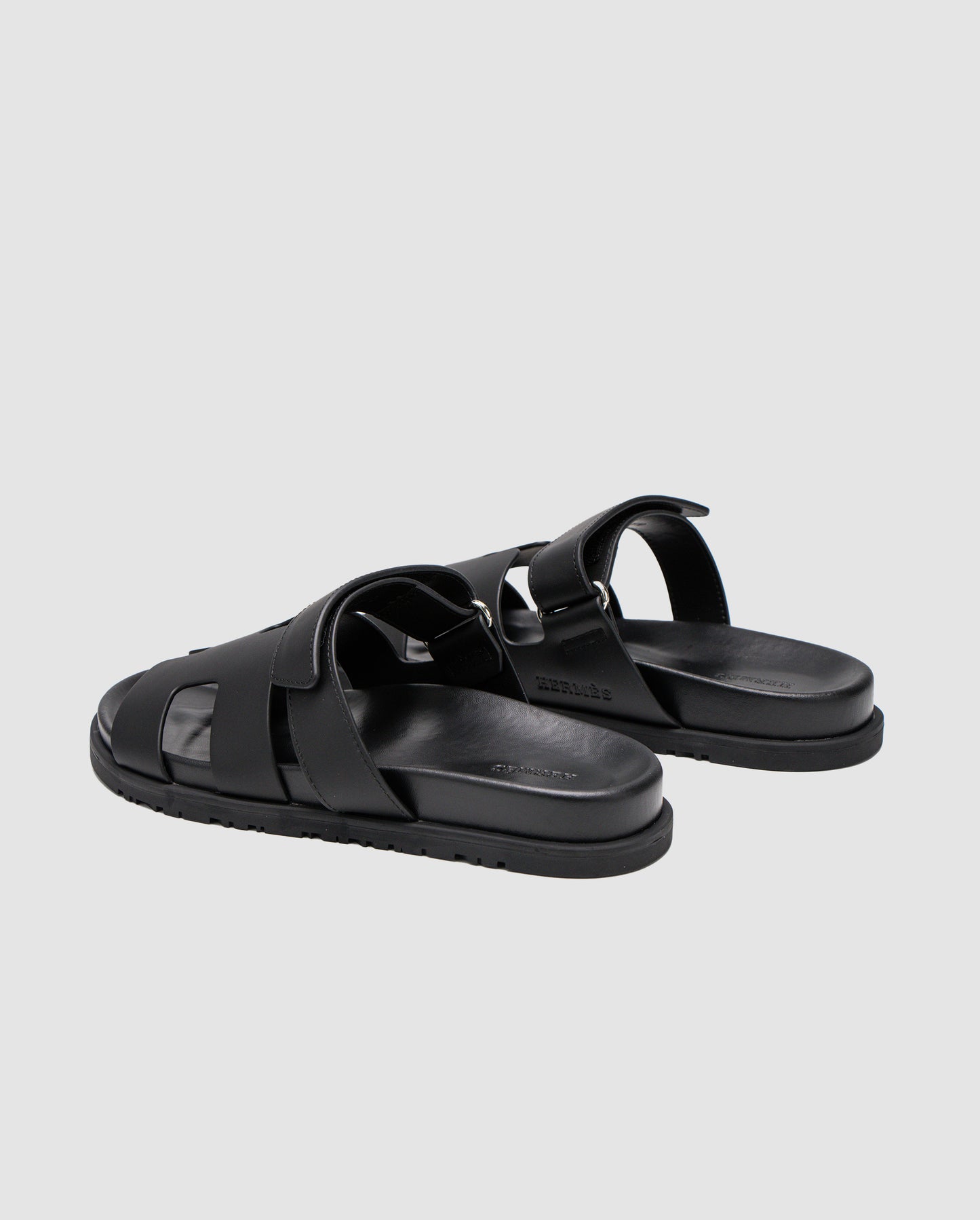 Hermes Chypre Sandals Black Calfskin