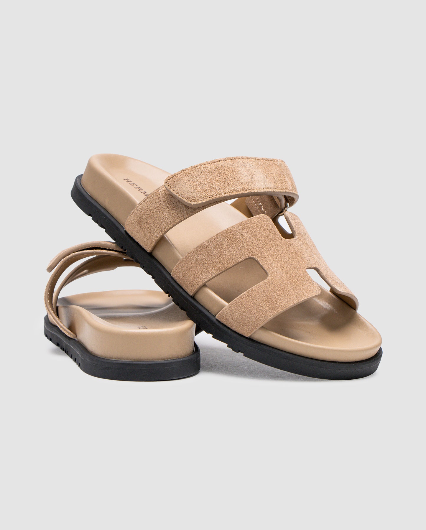 Hermes Chypre Sandals Beige Suede