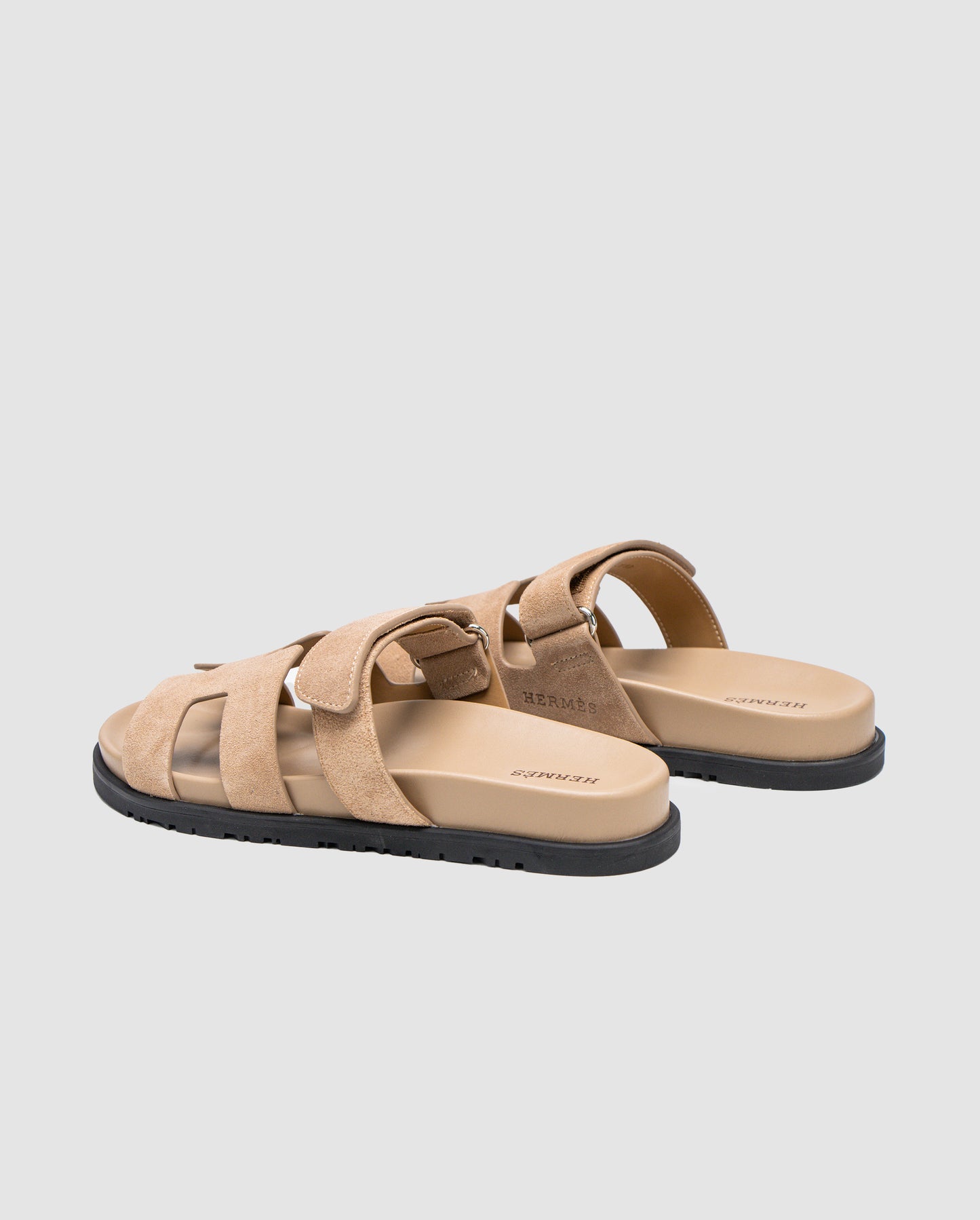 Hermes Chypre Sandals Beige Suede