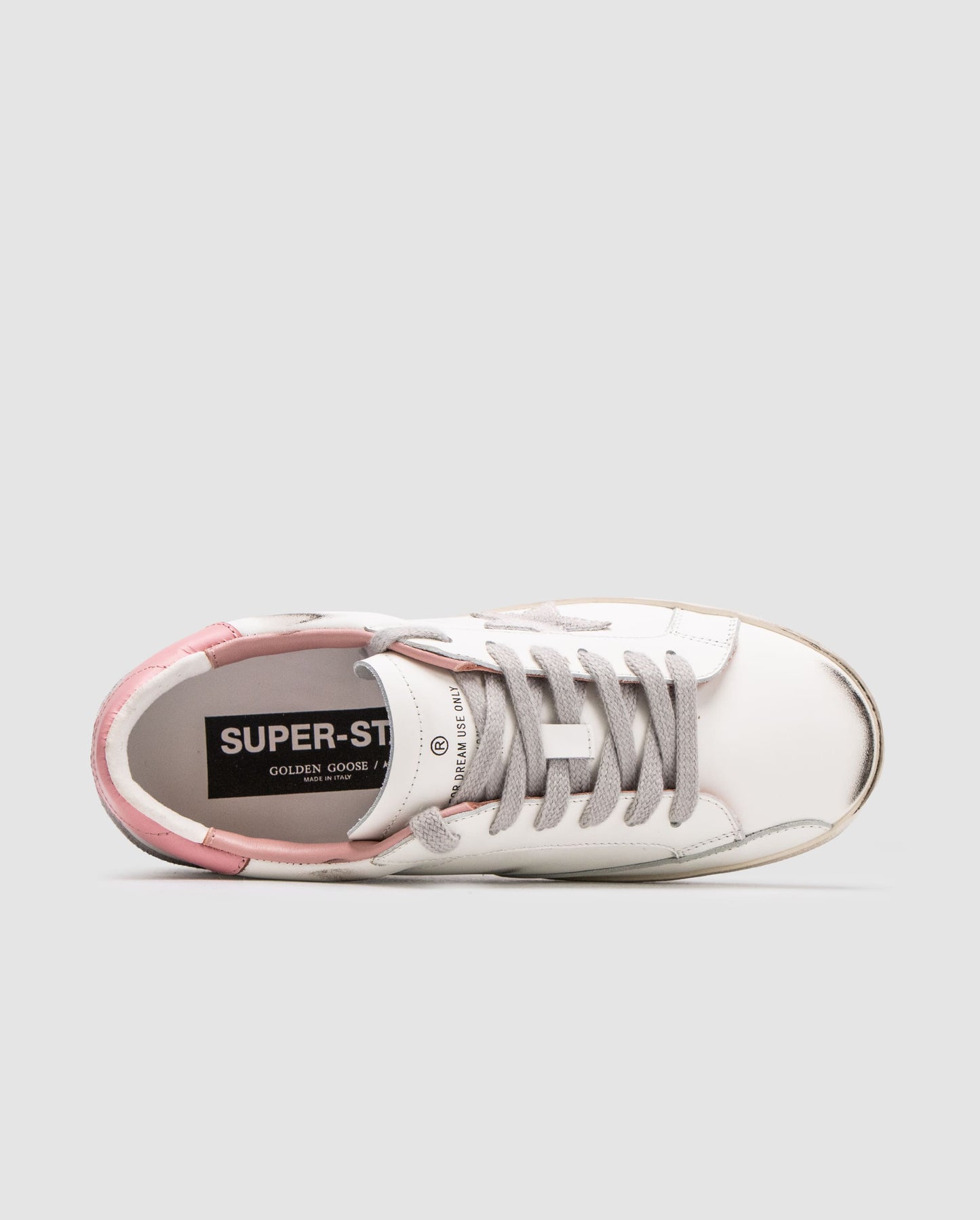 Golden Goose Superstar with Gray Suede Star and Pink Leather Heel Tab