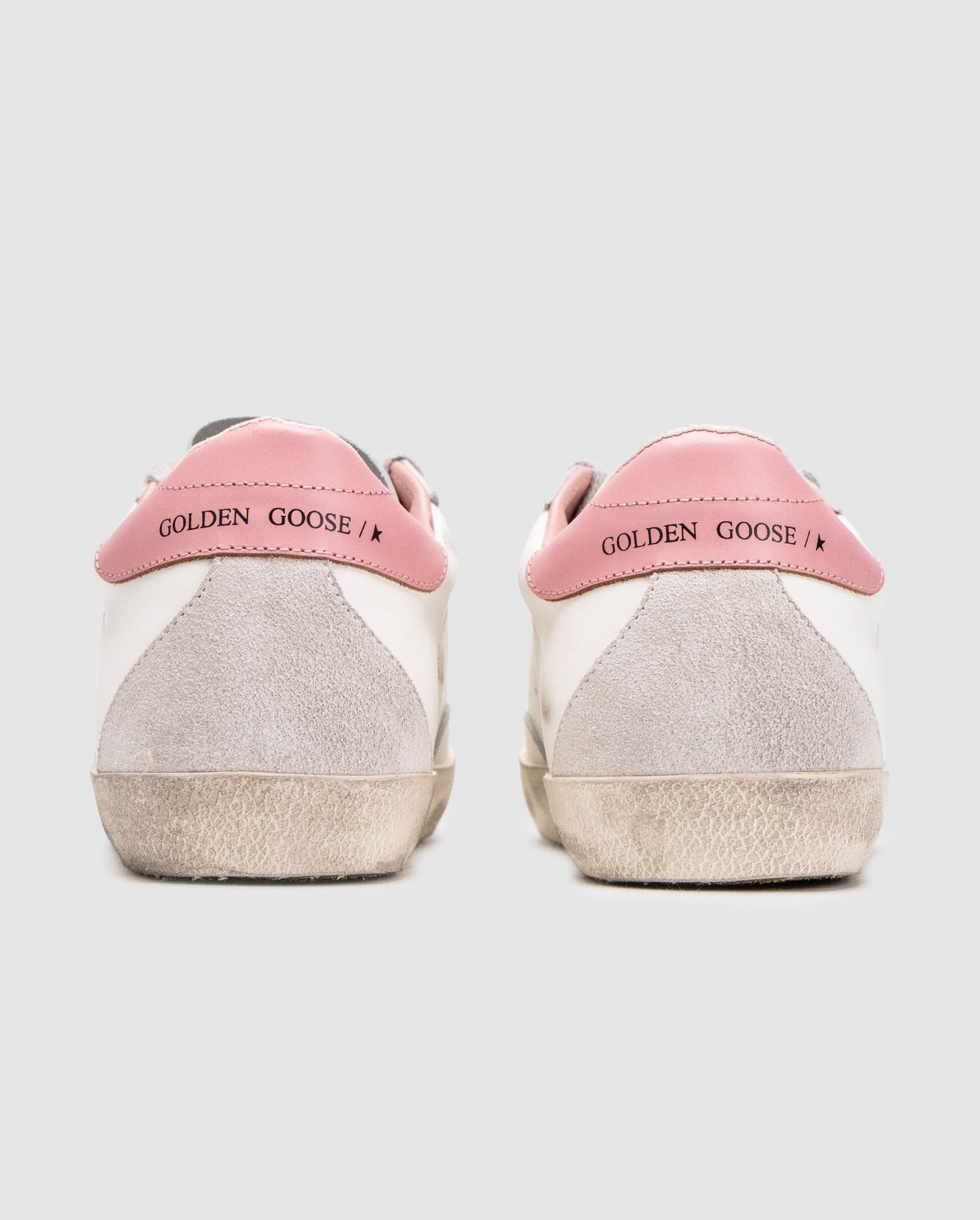 Golden Goose Superstar with Gray Suede Star and Pink Leather Heel Tab