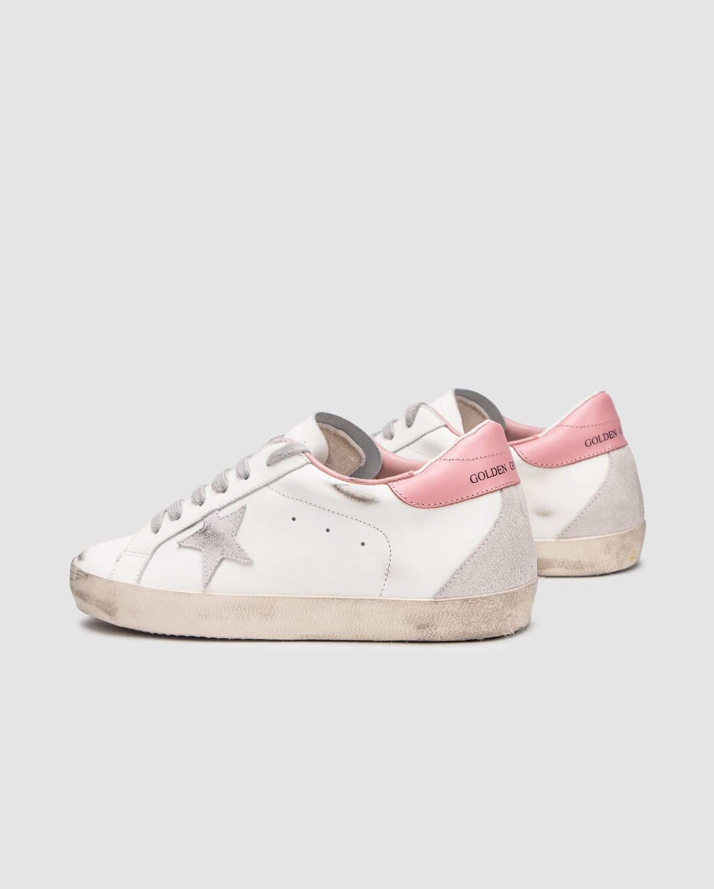 Golden Goose Superstar with Gray Suede Star and Pink Leather Heel Tab