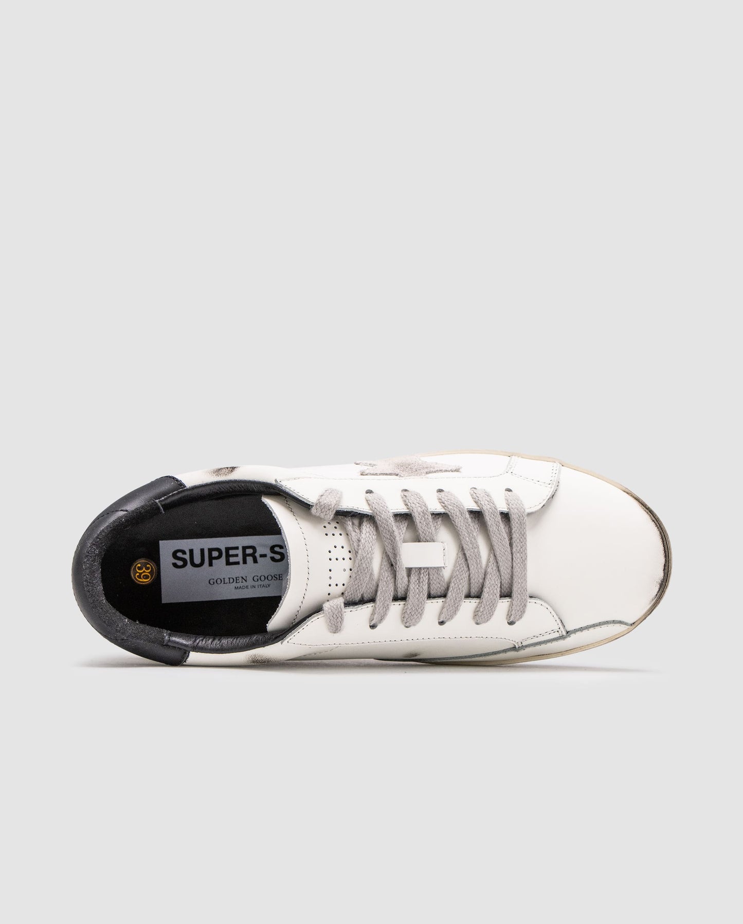 Golden Goose Superstar with Gray Suede Star and Black Leather