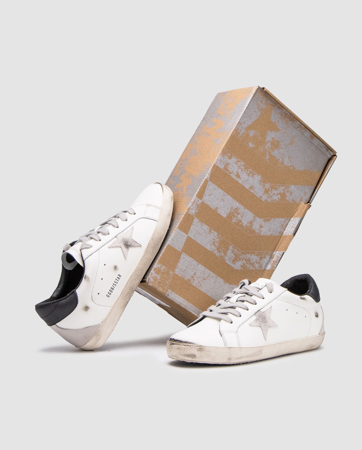 Golden Goose Superstar with Gray Suede Star and Black Leather