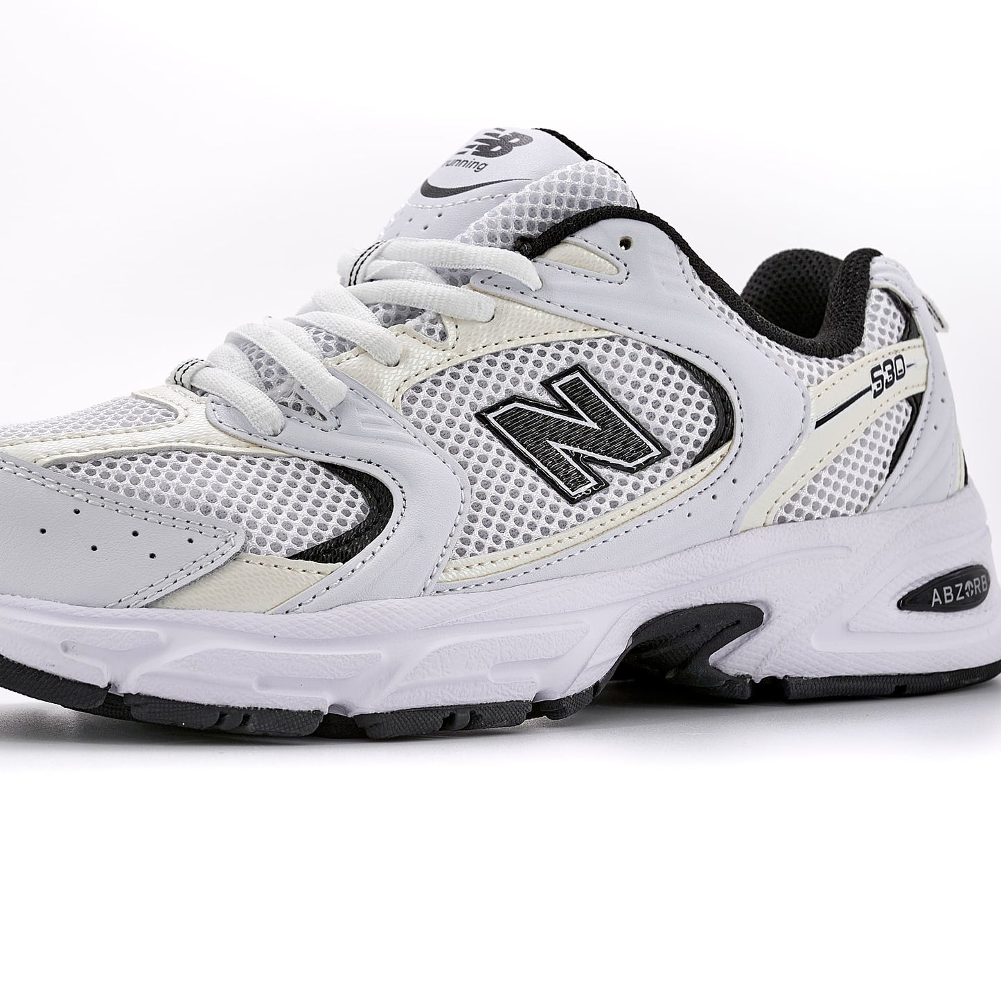 New Balance 530 White Black Logo v2