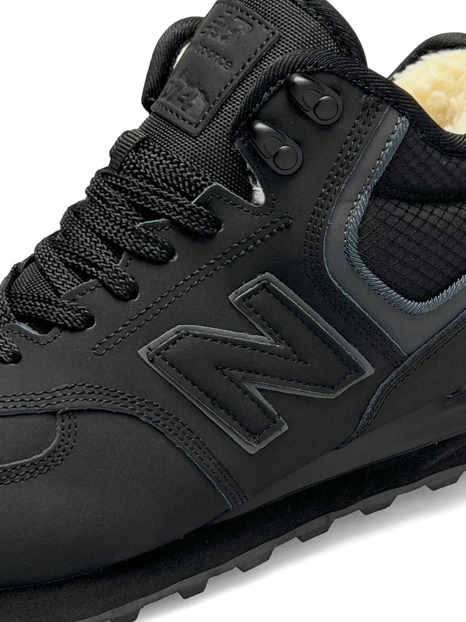 New Balance 574 Black Gray Matte Fur