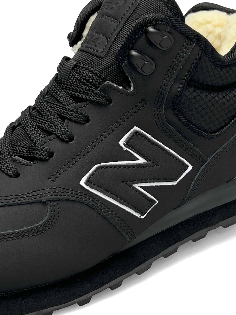 New Balance 574 Black White Matte Fur