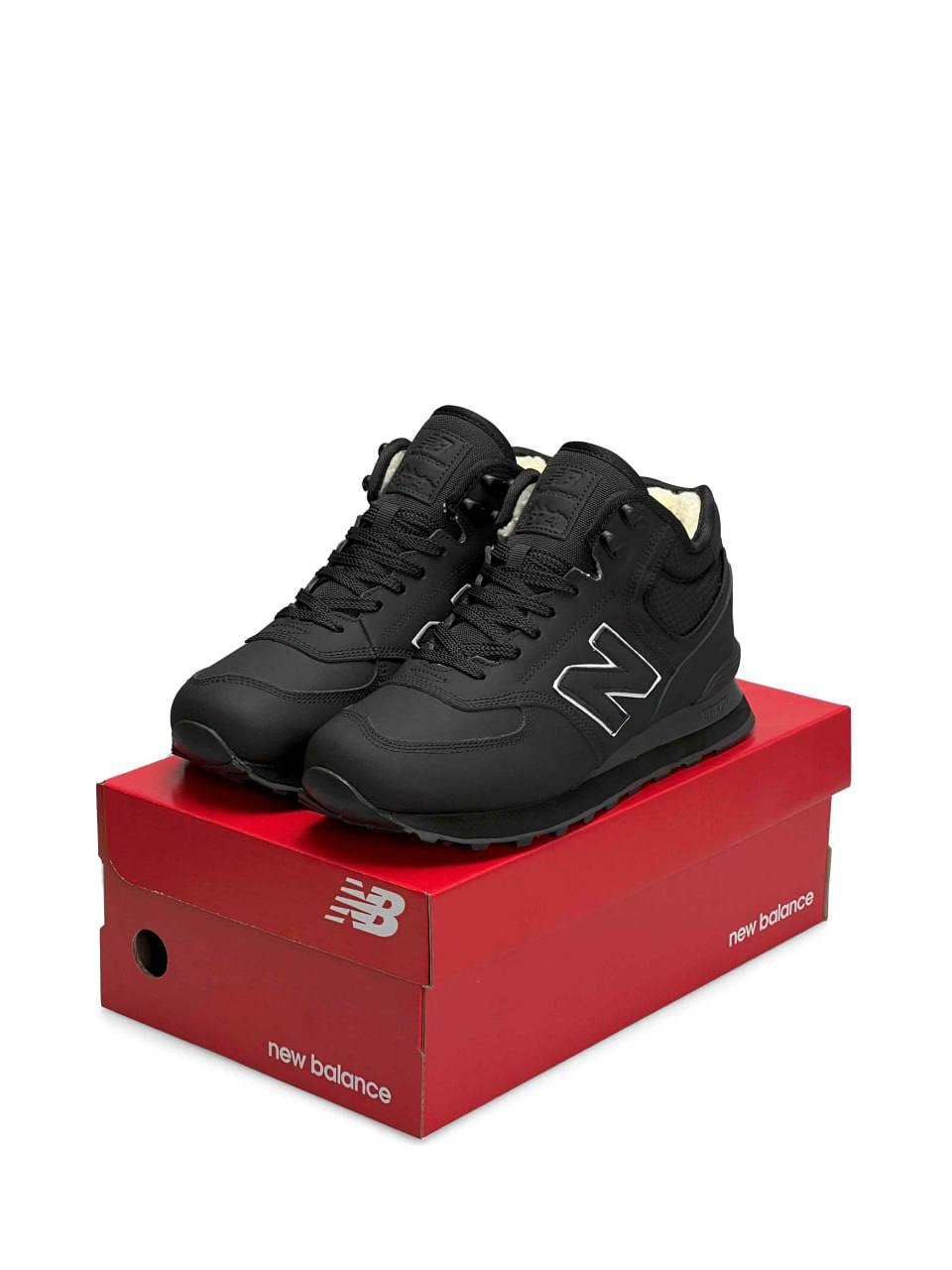 New Balance 574 Black White Matte Fur