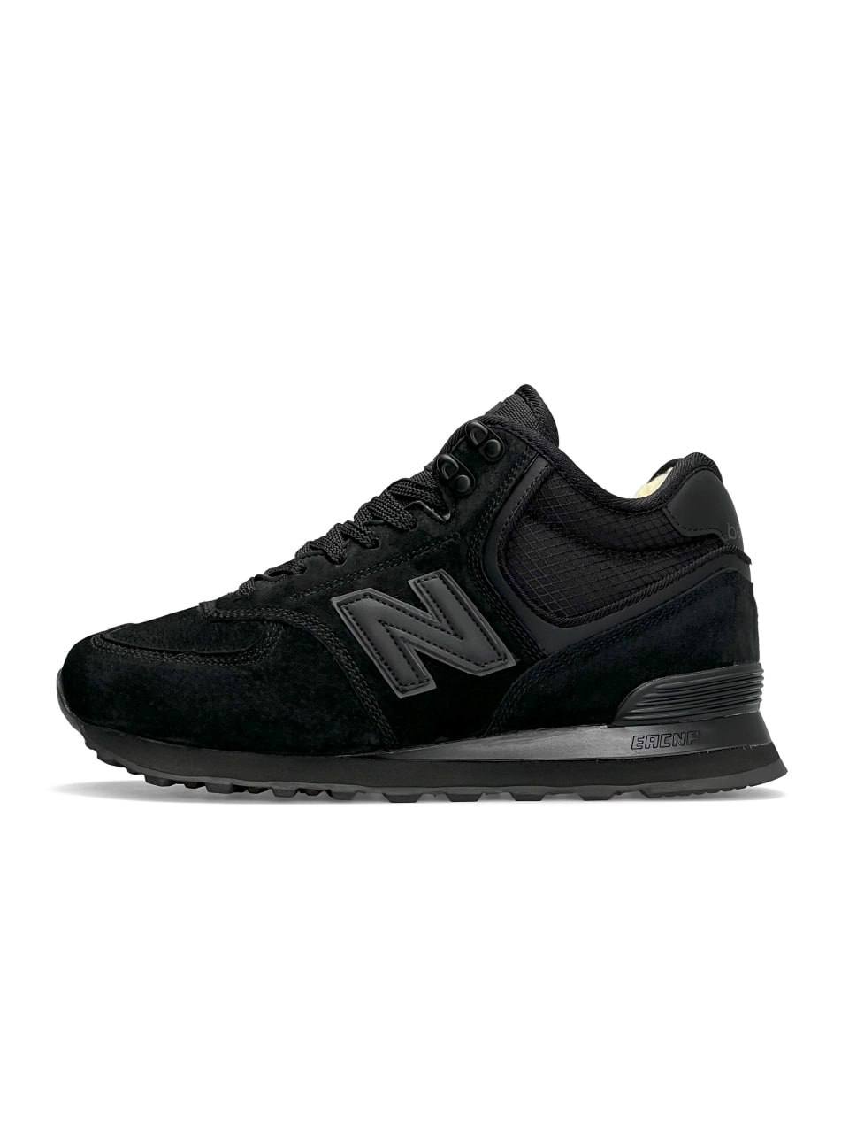 New Balance 574 All Black Suede Fur