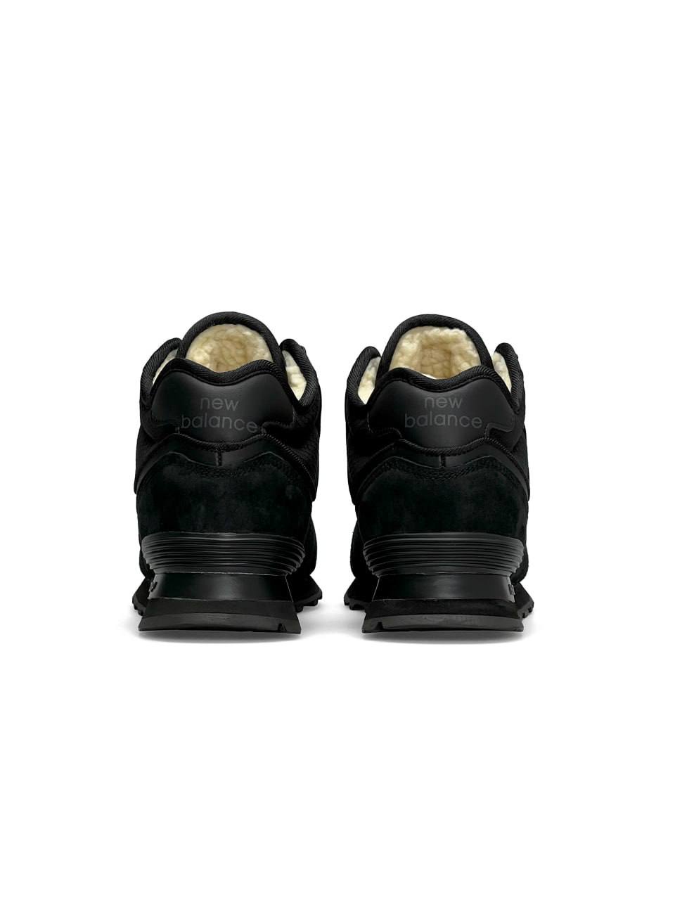 New Balance 574 All Black Suede Fur