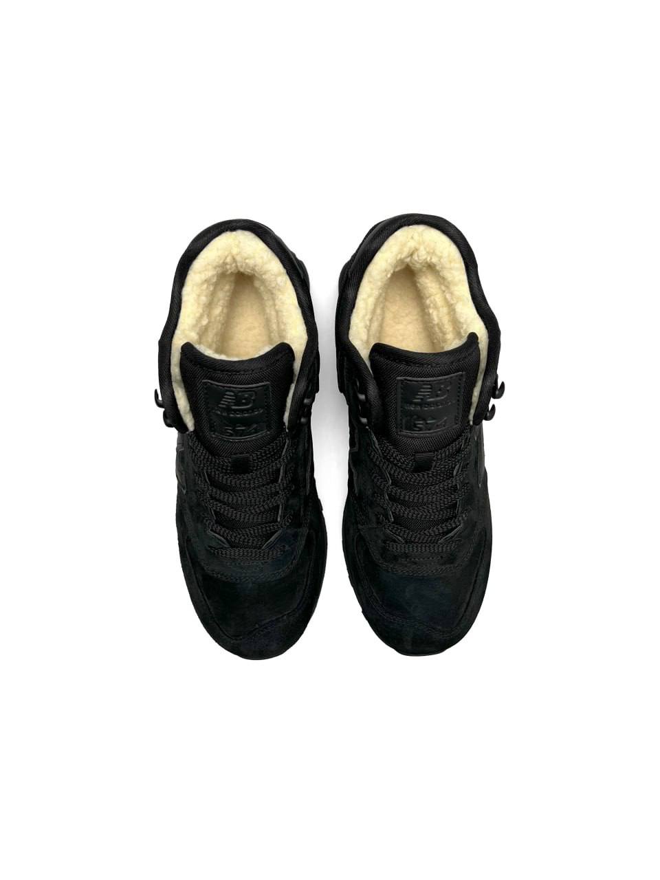 New Balance 574 All Black Suede Fur