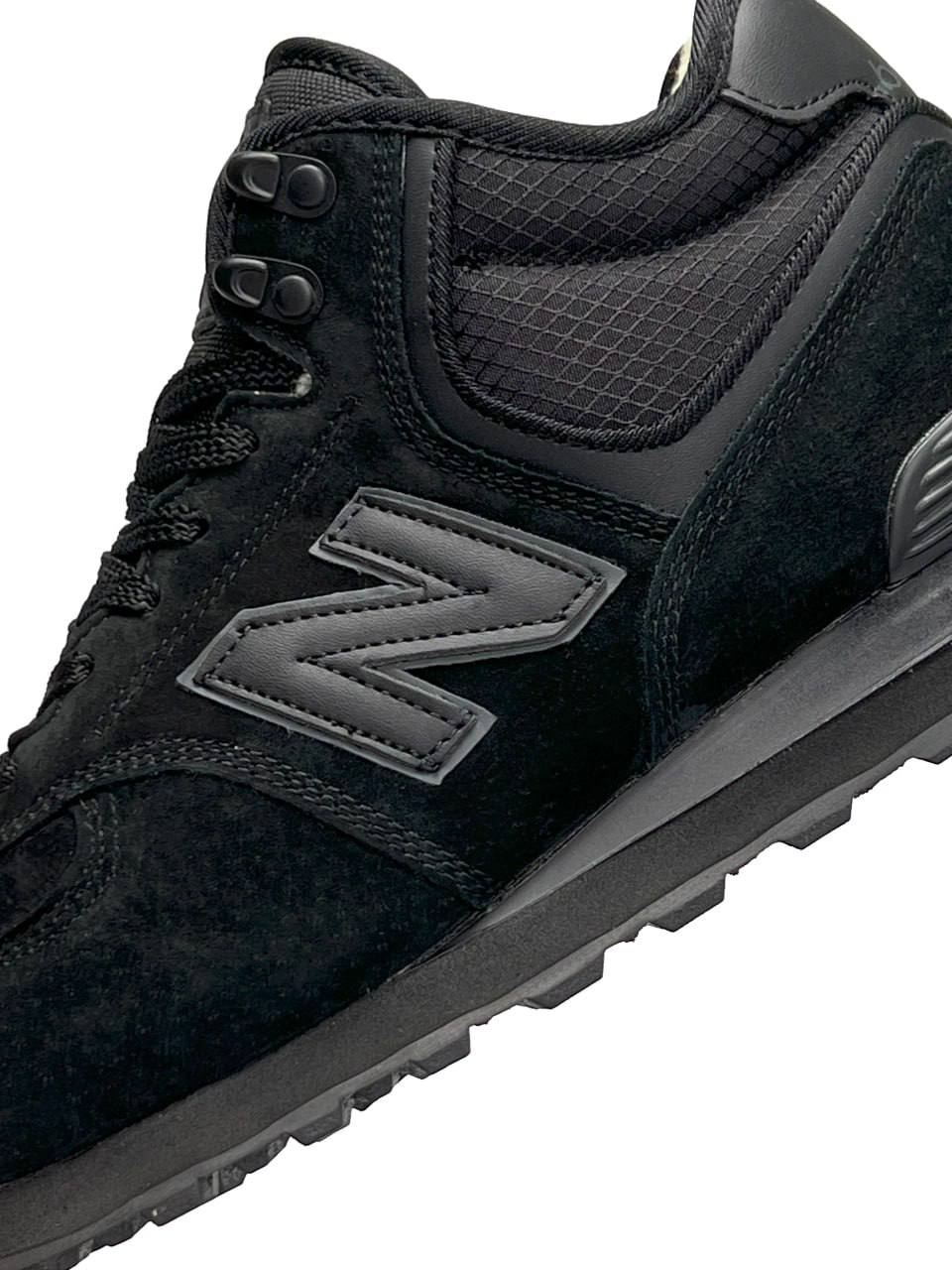 New Balance 574 All Black Suede Fur
