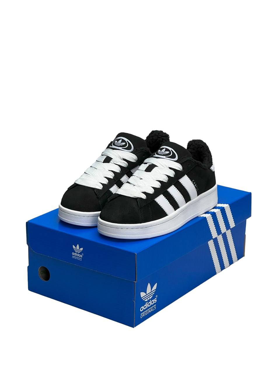 Adidas Campus Black White Fur