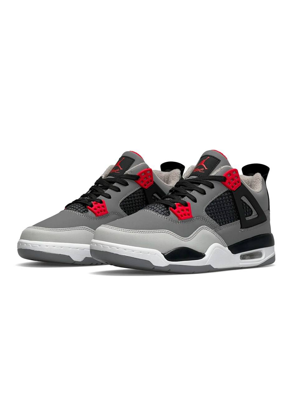 Nike Air Jordan 4 Retro Fleece Termo Gray White Black