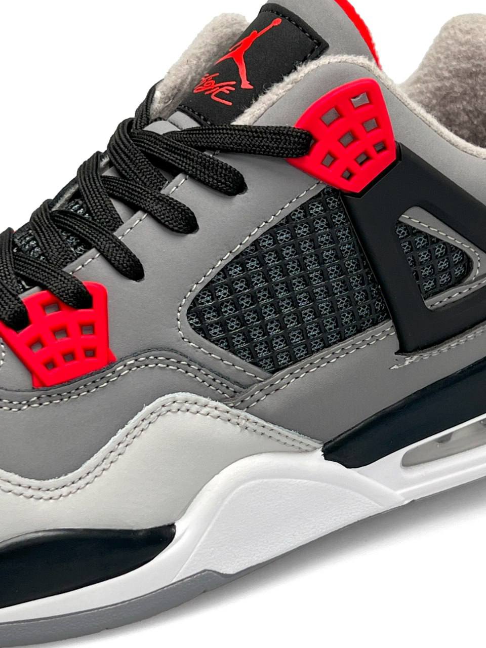Nike Air Jordan 4 Retro Fleece Termo Gray White Black