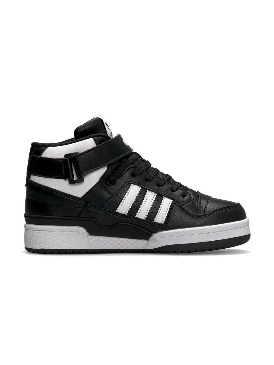 Adidas Forum High Black White Leather Fur
