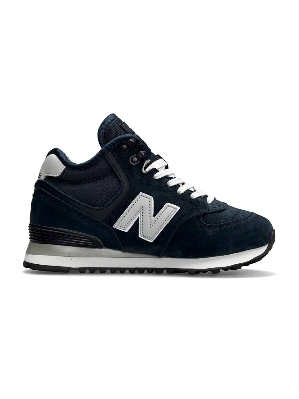 New Balance 574 High Dark Blue White Fur