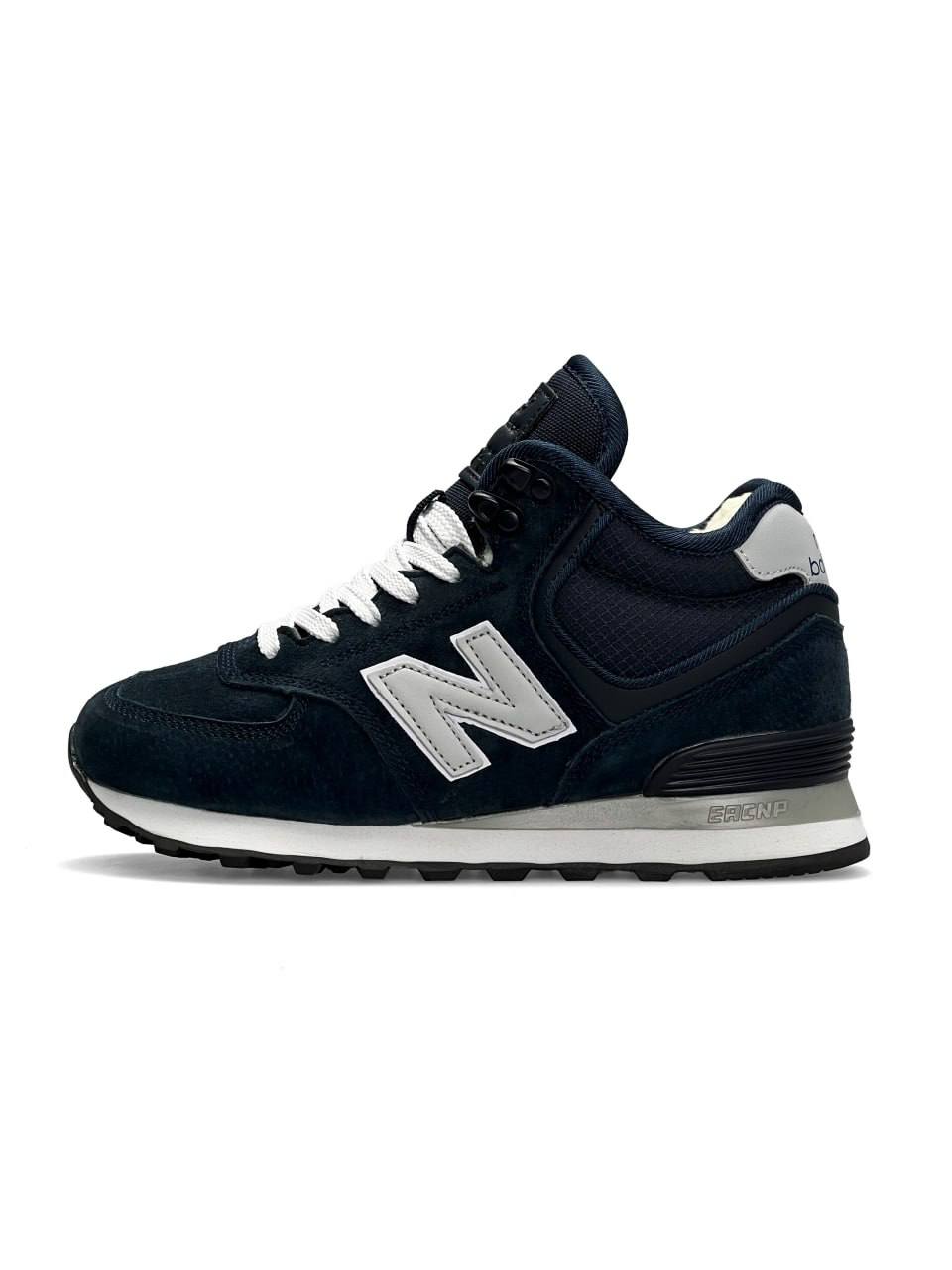New Balance 574 High Dark Blue White Fur